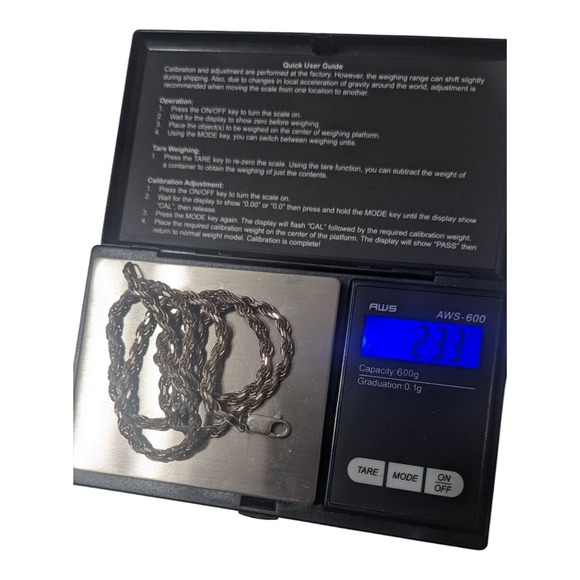 Vintage 925 Sterling Silver Rope‎ Chain Necklace 20 inch Italy FMC 23 Grams - Picture 7 of 7